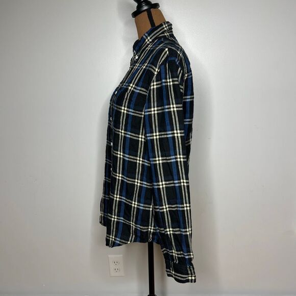 Club Monaco Black Multi Long Sleeve Plaid 100% Linen Button Up Shirt Mens Medium - Picture 8 of 14